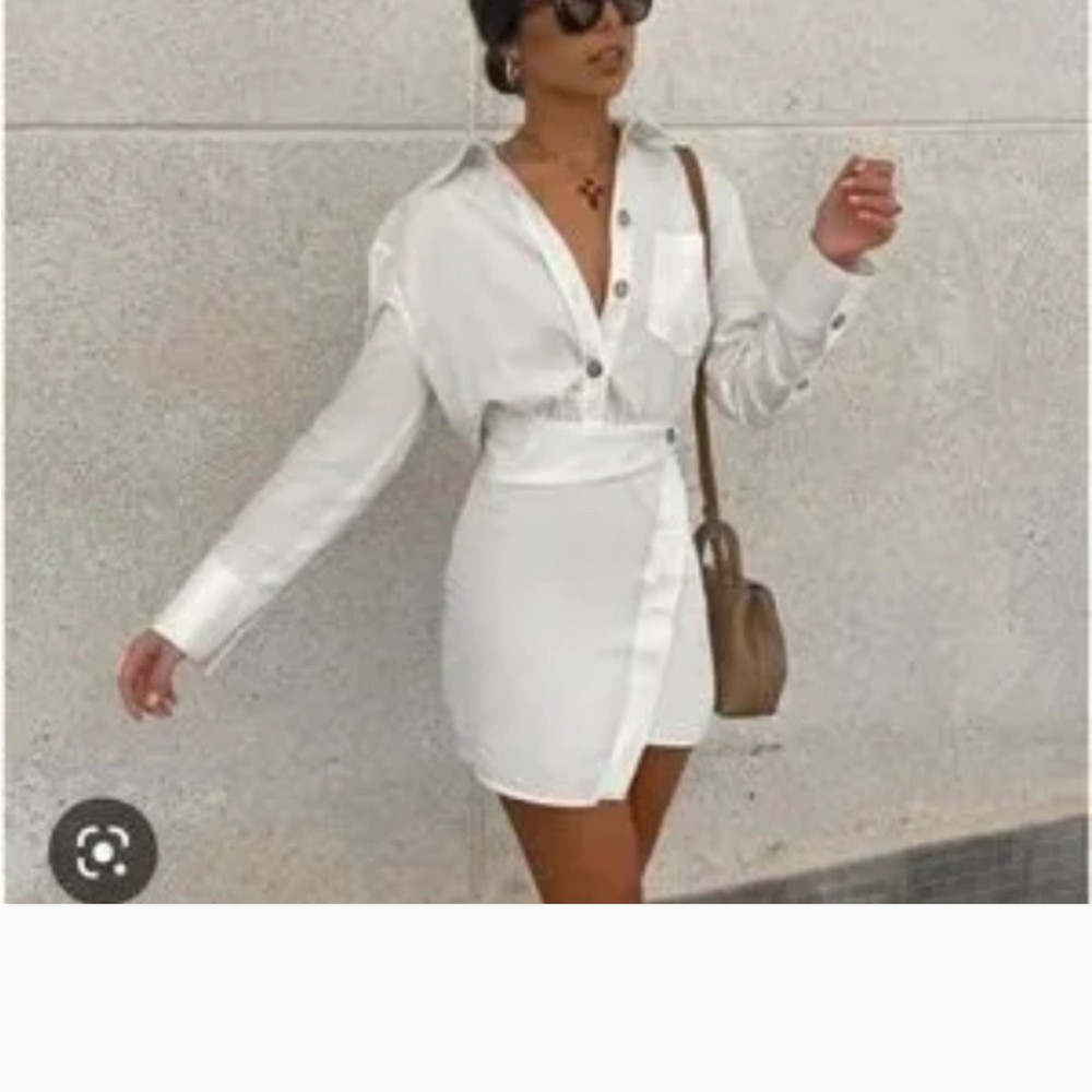 Zara White Long Sleeve Dress